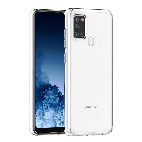 KNY Samsung Galaxy A21S Kılıf Kamera Korumalı Ultra Koruma Coss Silikon Şeffaf