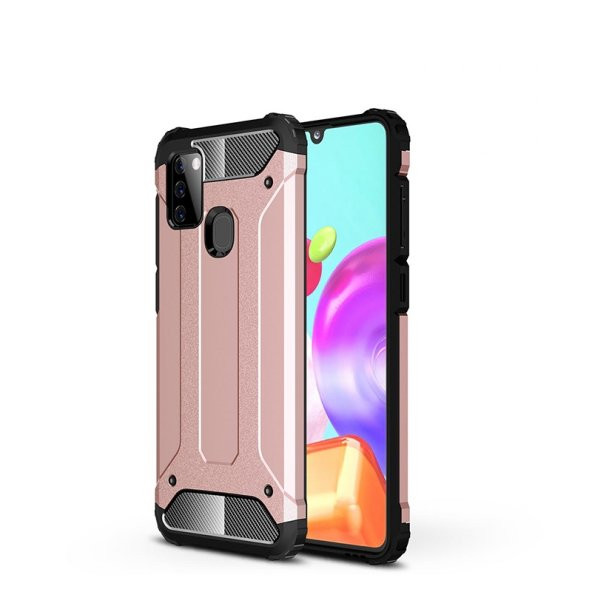 KNY Samsung Galaxy A21S Kılıf Çift Katmanlı Armour Case Rose Gold