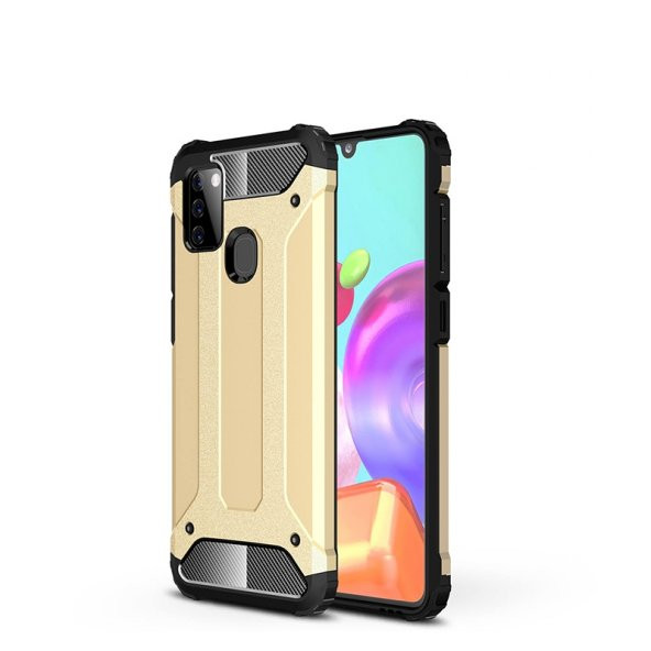 KNY Samsung Galaxy A21S Kılıf Çift Katmanlı Armour Case Gold