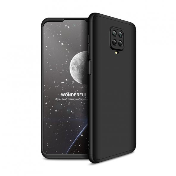 KNY Xiaomi Redmi Note 9 Pro Kılıf 3 Parça 360 Zore Ays Kapak Siyah