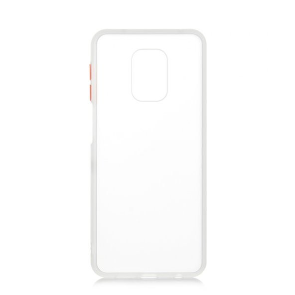 KNY Xiaomi Redmi Note 9S Kılıf Renkli Silikon Kenarlı Buzlu Fri Kapak Beyaz