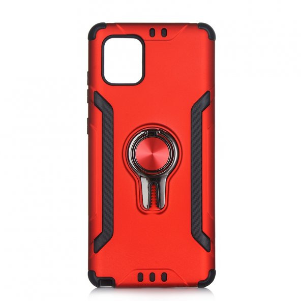 KNY Samsung Galaxy A81 Note 10 Lite  Kılıf Ultra Korumalı Yüzüklü Manyetik Coco Kapak Kırmızı