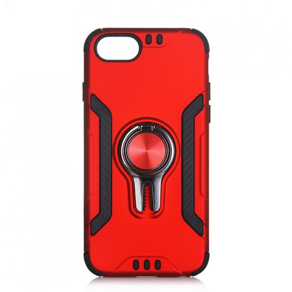 KNY Apple İphone 8 Kılıf Ultra Korumalı Yüzüklü Manyetik Coco Kapak Kırmızı