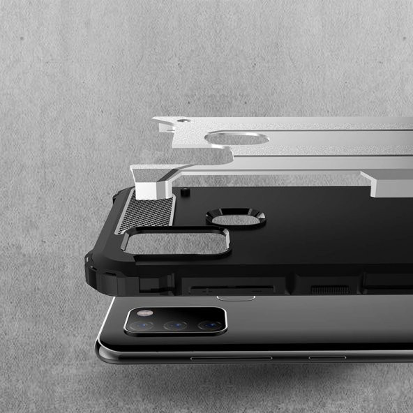 KNY Samsung Galaxy A21S Kılıf Çift Katmanlı Armour Case Gold - 4