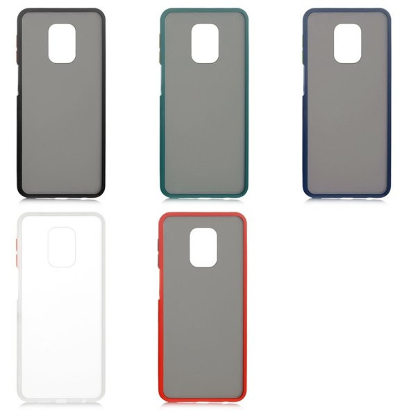 KNY Xiaomi Redmi Note 9S Kılıf Renkli Silikon Kenarlı Buzlu Fri Kapak Kırmızı - 2