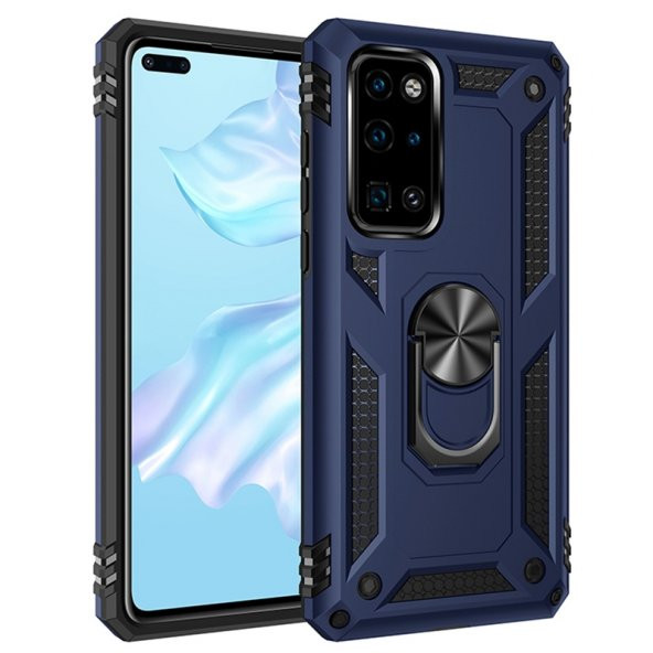 KNY Huawei P40 Kılıf Ultra Korumalı Yüzüklü Manyetik Vega Kapak Lacivert