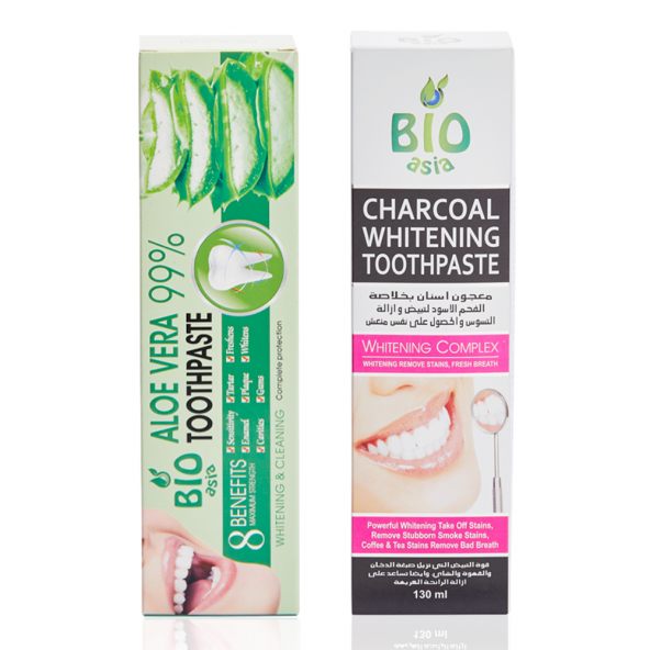 Bio Asia Aloe Vera & Kömür Özlü Diş Macunu 2'li Paket