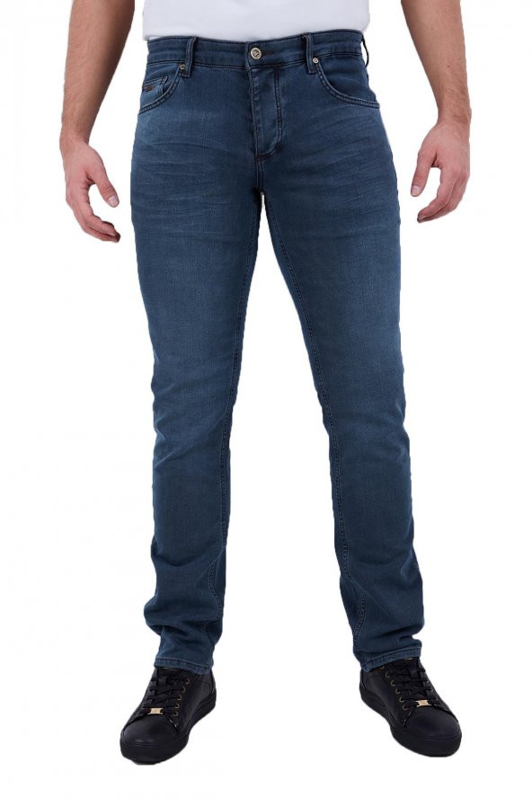 HerTon Pat Düğmeli Armürlü Jean Pantolon 12-27-070 - 2