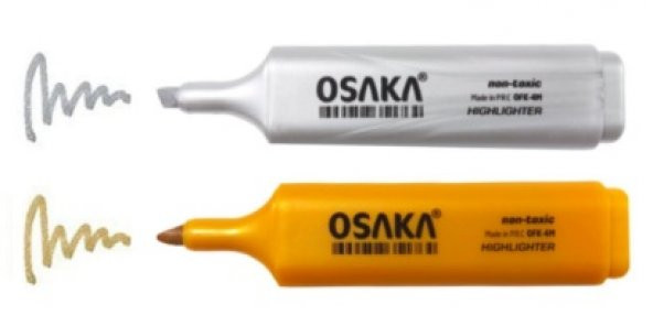 Osaka Metalik Fosforlu Kalem 2 Renk (Altın+Gümüş)