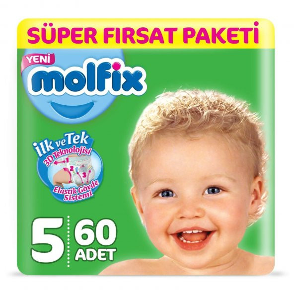 Molfix 5 No Süper Fırsat Paketi 3D Junior Bebek Bezi 60 Adet