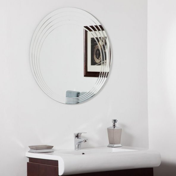 Banyo, Lavabo, Konsol Aynası 4 mm Flotal Ayna Rodajlı Kanallı 60 cm Çapında