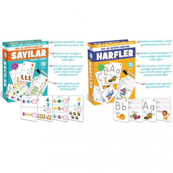 Okul Öncesi Eğitici Erken Öğrenme 2li Set Alfabe Harf ve Sayılar Rakamlar