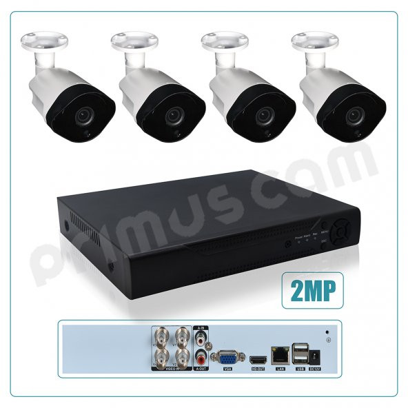 Primuscam 4’lü Güvenlik Kamera Seti 2MP AHD Gece Görüşlü Metal Kasa