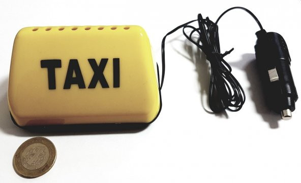 Taksi Levhası Maketi Torpido Üstü Işıklı Mini 12V 10X5X5Cm