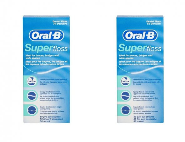 Oral-B Diş İpi Super Floss 50 Adet x 2 Kutu