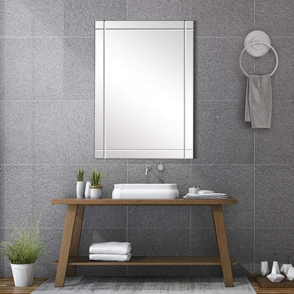 Banyo, Lavabo Aynası 50 x 70 cm Rodajlı, Kanallı 4 mm Flotal Ayna