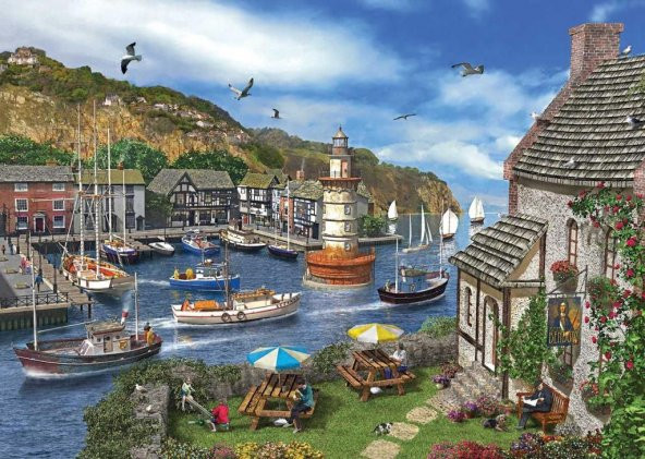 KS PUZZLE 2000 PARCA THE VILLAGE HARBOUR/ DOMINIC - Resim 2