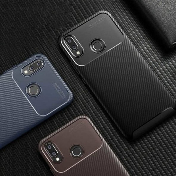 KNY Huawei P40 Lite E Kılıf Karbon Desenli Lux Negro Silikon Siyah - 2