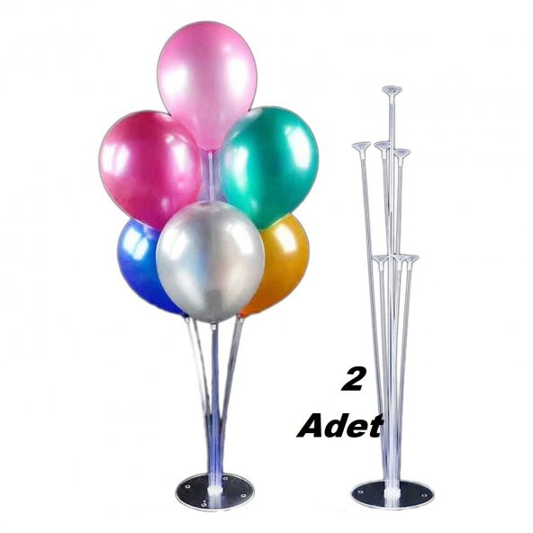 2  Li Balon Süsleme Standı 7 Çubuklu Set Yerli Üretim 75 cm