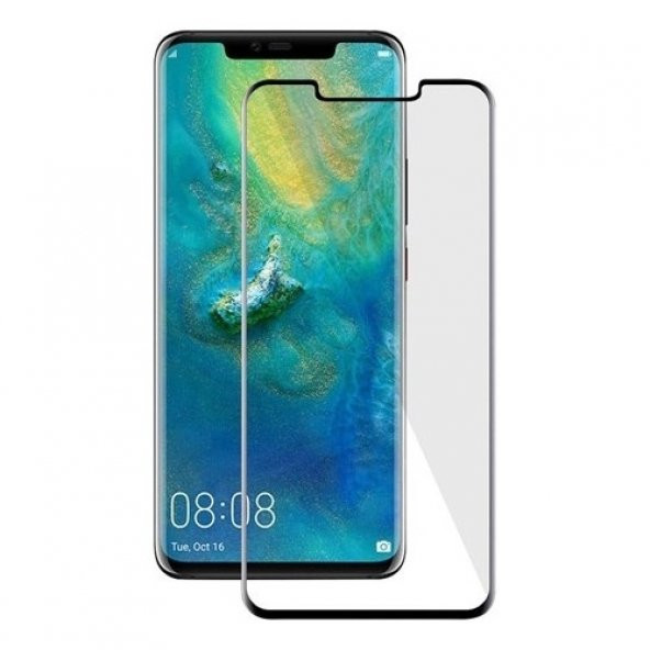 KNY Huawei Mate 20 Pro İçin Full Yapışan 5D Süper Pet Siyah Siyah