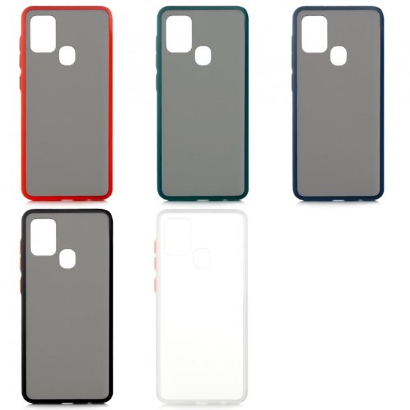 KNY Samsung Galaxy A21S Kılıf Silikon Kenarlı Renkli Fri Kapak Beyaz - 2