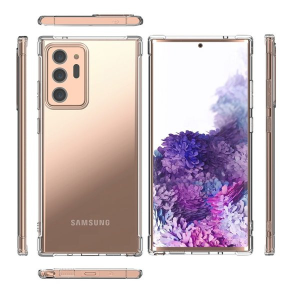 KNY Samsung Galaxy Note 20 Ultra Kılıf Ultra Korumalı Şeffaf Antishock Silikon Şeffaf - 4