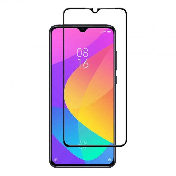 KNY Xiaomi Mi 9 Lite İçin Kenarı Kırılmaya Dayanıklı 5D Cam Ekran Koruyucu Siyah Siyah