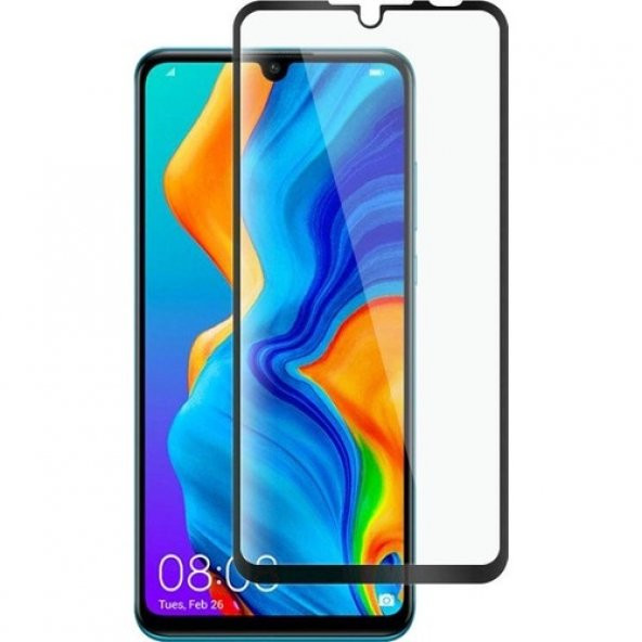 KNY Huawei P30 Lite İçin Kenarı Kırılmaya Dayanıklı 5D Cam Ekran Koruyucu Siyah Siyah