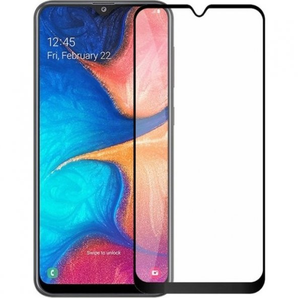 KNY Samsung Galaxy A70 İçin Kenarı Kırılmaya Dayanıklı 5D Cam Ekran Koruyucu Siyah Siyah