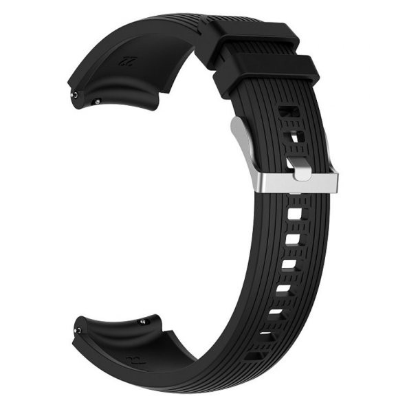 KNY Samsung Galaxy Gear S2 (20mm) İçin Çizgili Silikon Kayış-Kordon Siyah