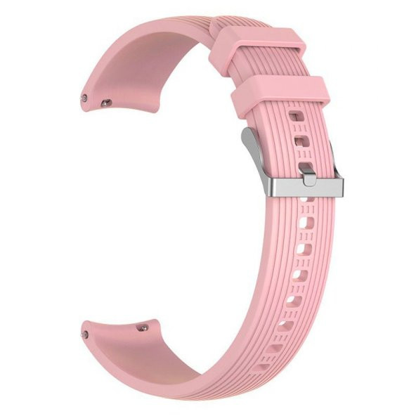 KNY Samsung Galaxy Gear S3 46mm (22mm) İçin Çizgili Silikon Kayış-Kordon Pembe