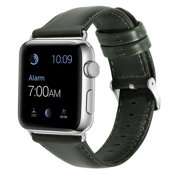 KNY Apple Watch 44 MM İçin Renkli Suni Deri Kayış-Kordon Yeşil