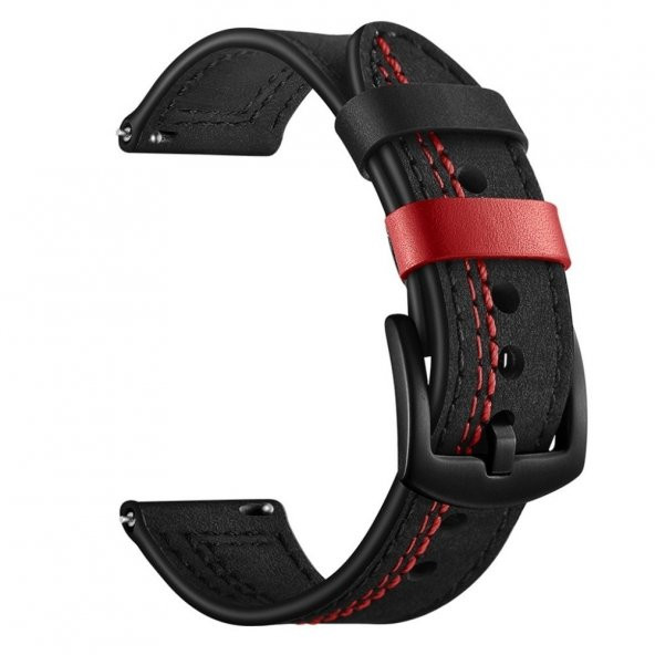 KNY Xiaomi Amazfit GTS (20mm) İçin Suni Deri Kayış-Kordon Siyah