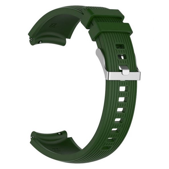 KNY Samsung Galaxy Watch 3 Bluetooth 45mm (22mm) İçin Çizgili Silikon Kayış-Kordon Yeşil - Siyah