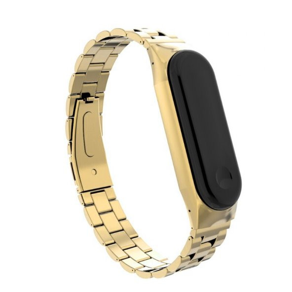 KNY Xiaomi Mi Band 5 İçin Klasik Model Metal Kayış-Kordon  Gold