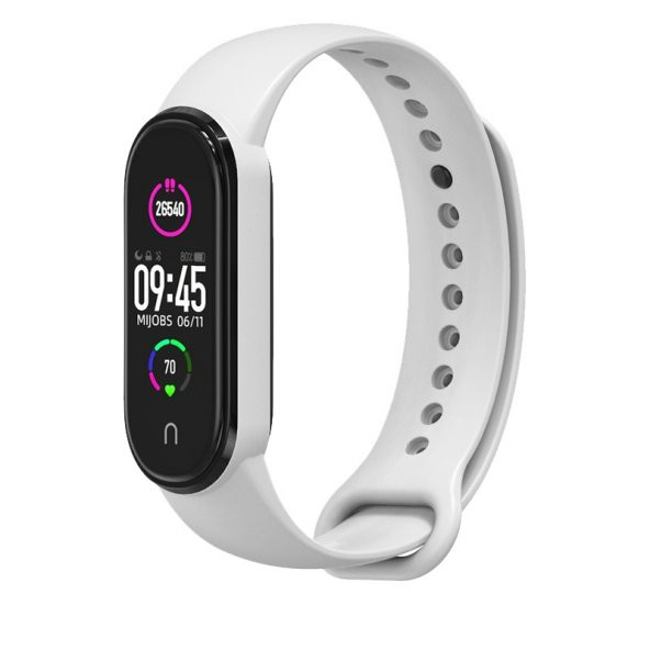 KNY Xiaomi Mi Band 5 İçin Klasik Model Silikon Kayış-Kordon Beyaz