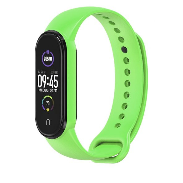 KNY Xiaomi Mi Band 5 İçin Klasik Model Silikon Kayış-Kordon Yeşil