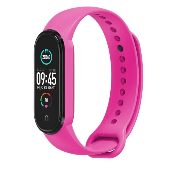 KNY Xiaomi Mi Band 5 İçin Klasik Model Silikon Kayış-Kordon Pembe