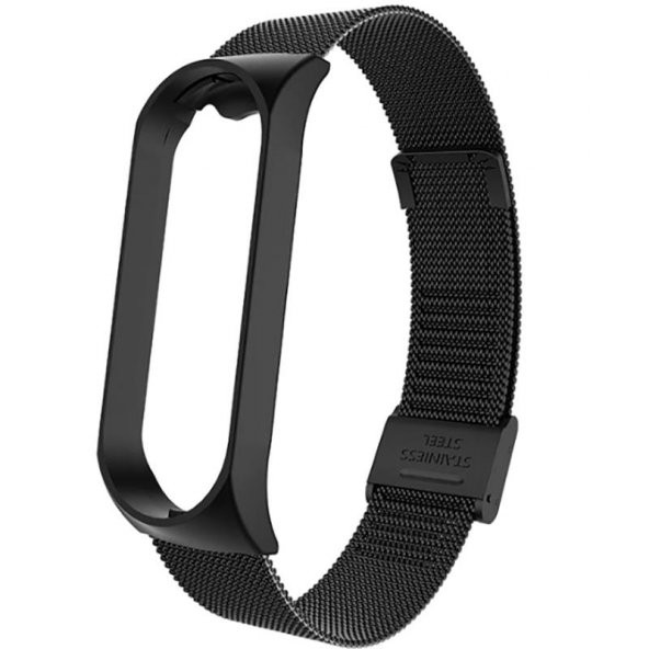 KNY Xiaomi Mi Band 4 İçin Hasır Desenli Metal Kayış-Kordon Siyah