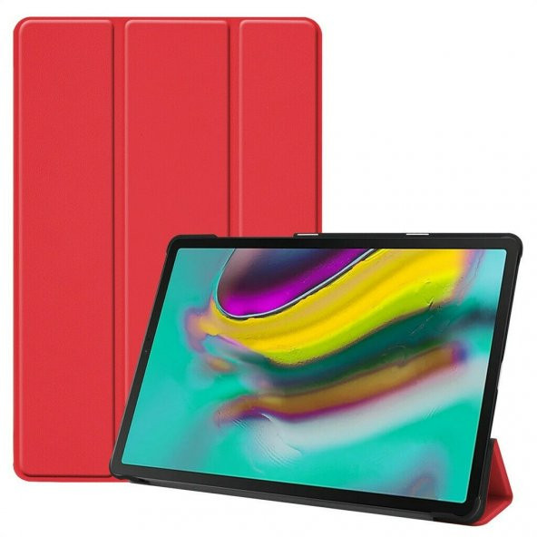 KNY Samsung Galaxy Tab A 10.5 İnç T590 Kılıf Standlı Kapaklı Arkası Şeffaf Sert Smart Case Turkuaz Turkuaz