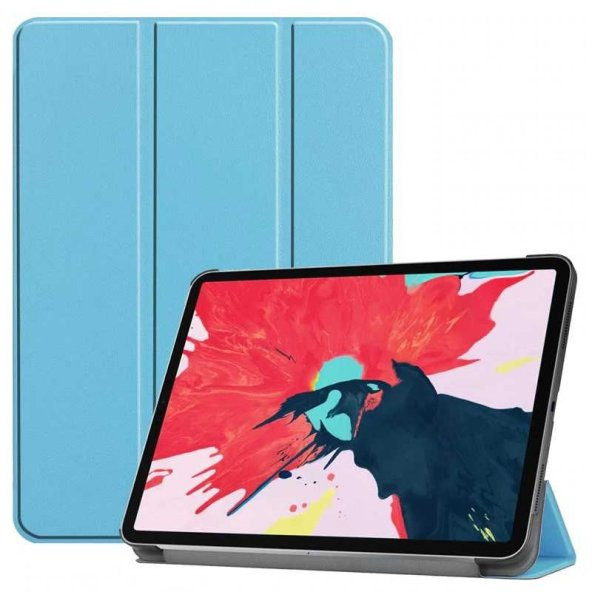 KNY Apple İpad Pro 11 2020 İçin Standlı Kapaklı Arkası Şeffaf Sert Smart Case Mavi Mavi