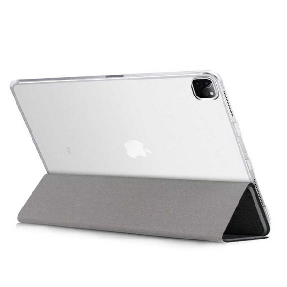 KNY Apple İpad Pro 10.5 Kılıf Standlı Kapaklı Arkası Şeffaf Sert Smart Case Gold Gold - 5