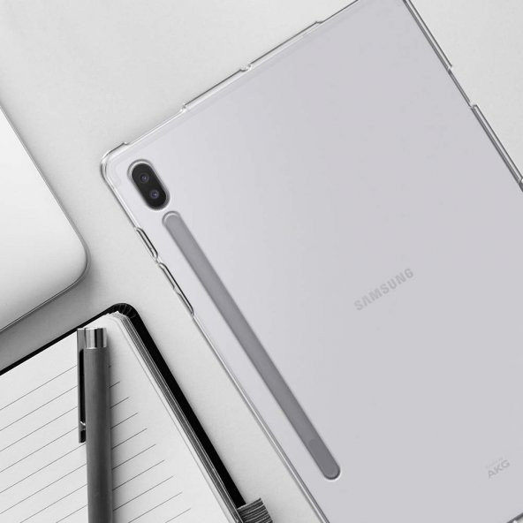 KNY Samsung Galaxy Tab S7 Plus T970 Kılıf Kalemlikli Şeffaf Silikon Şeffaf - 4
