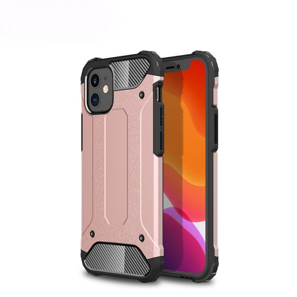 KNY Apple İphone 12 Mini Kılıf Çift Katmanlı Armour Case Rose Gold