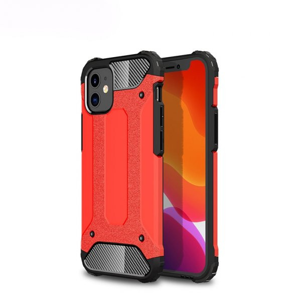 KNY Apple İphone 12 Mini Kılıf Çift Katmanlı Armour Case Kırmızı
