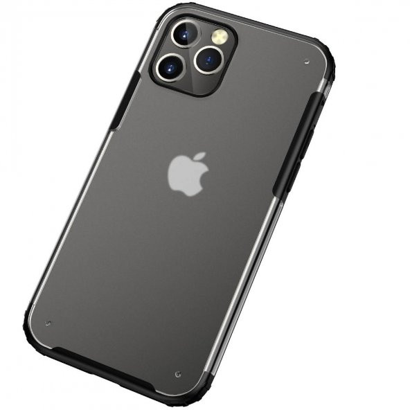 KNY Apple İphone 12 Pro Max Kılıf Silikon Kenarlı Sert Buzlu Volks Kapak Mavi - 2