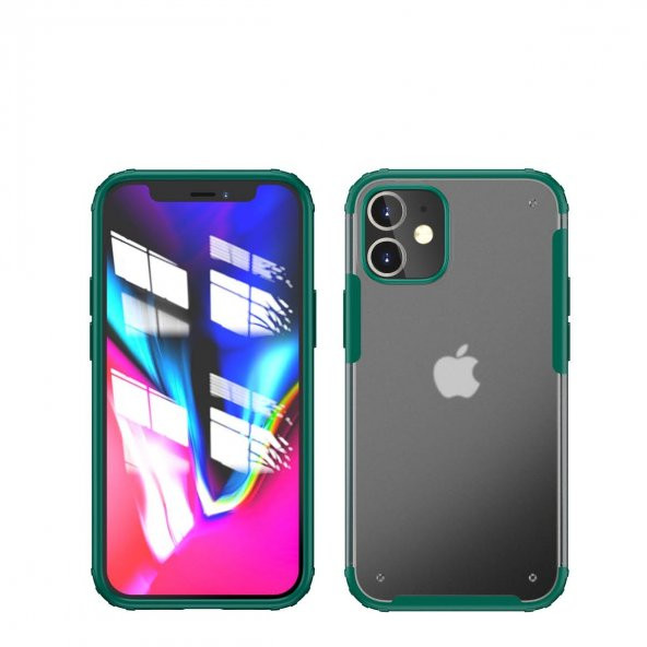 KNY Apple İphone 12 Pro Max Kılıf Silikon Kenarlı Sert Buzlu Volks Kapak Mavi - 3