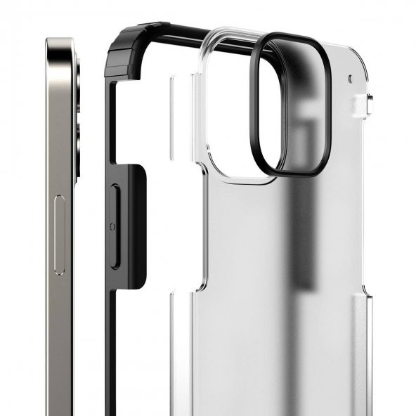 KNY Apple İphone 12 Pro Max Kılıf Silikon Kenarlı Sert Buzlu Volks Kapak Mavi - 5
