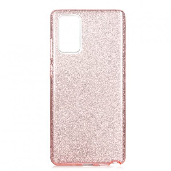 KNY Samsung Galaxy Note 20 Kılıf Simli Parlak Shining Silikon Pembe