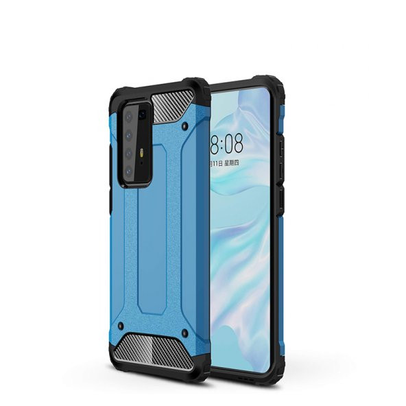 KNY Huawei P40 Pro Kılıf Çift Katmanlı Armour Case Mavi